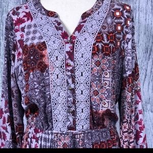 Knox Rose XL Lilac Purple Paisley Boho Dress EUC